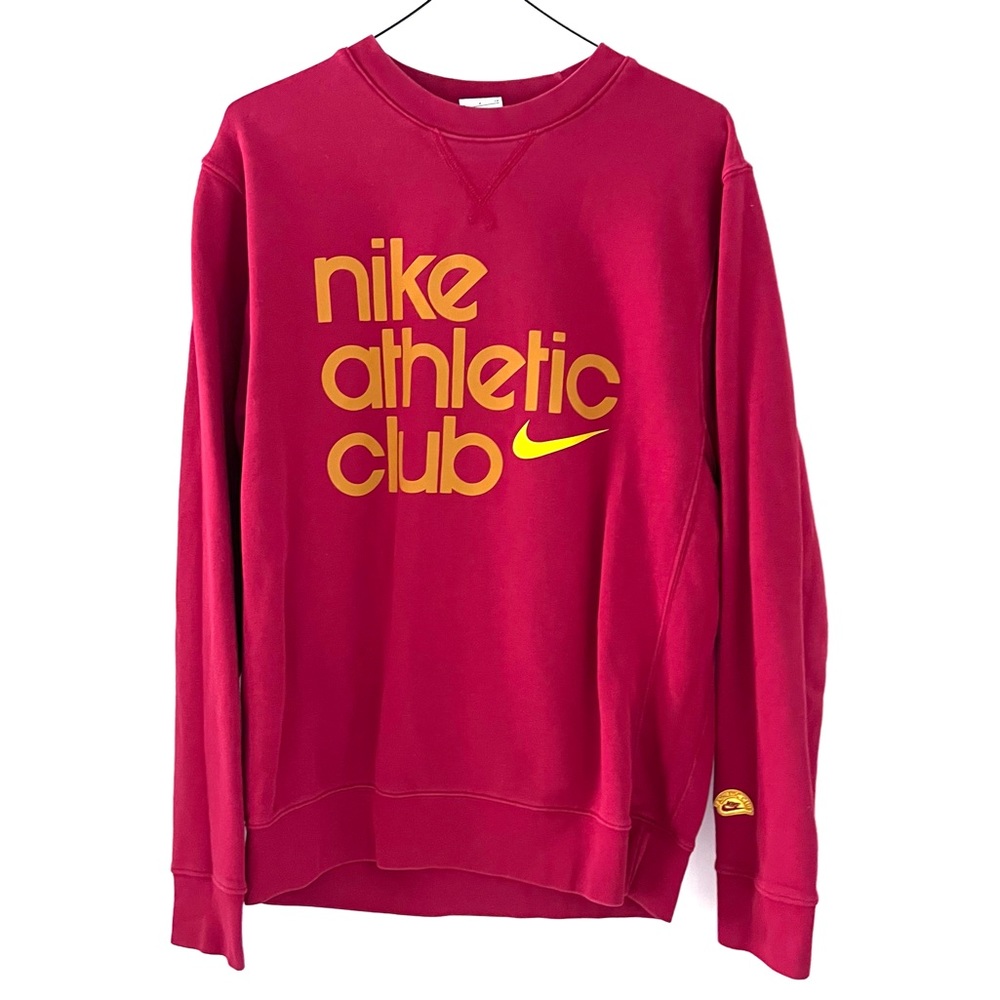 NIKE Athletic Club Red Crewneck Sweatshirt S